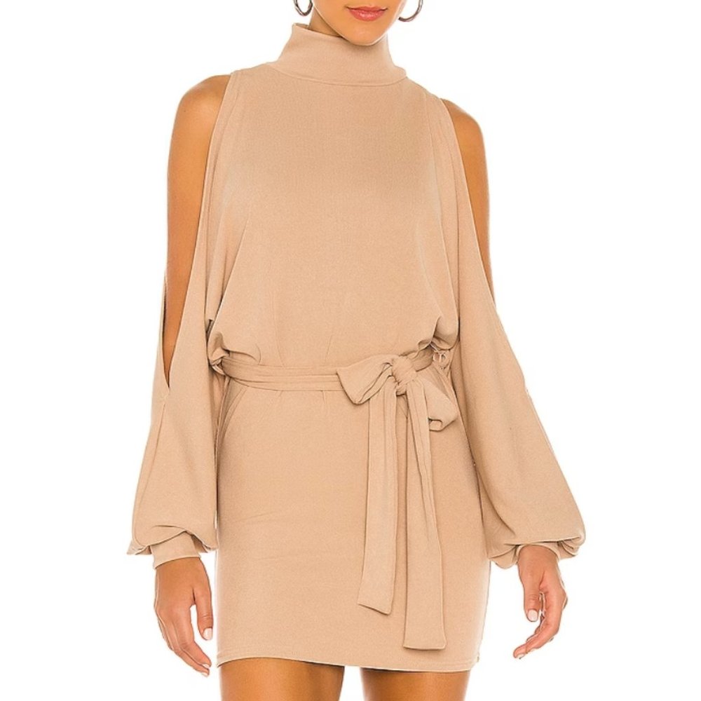 Lovers + Friends Gloria Mini Dress (Beige/Tan cutout dress)